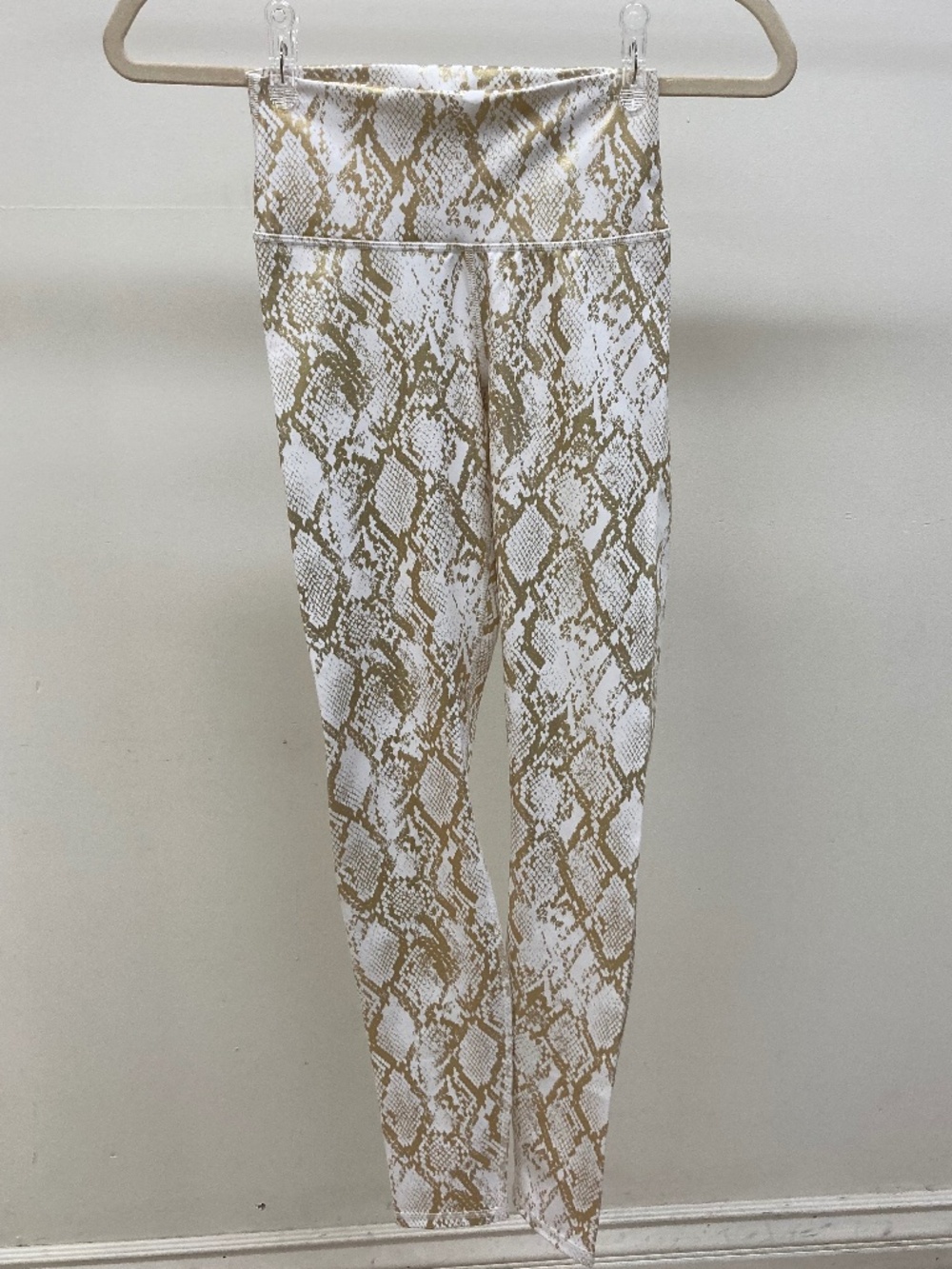 White & Gold Snake Print Leggings